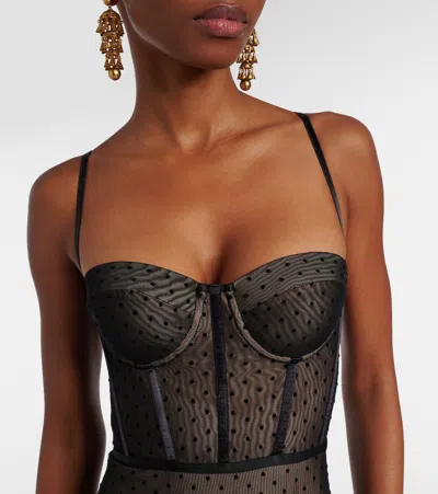 Zimmermann Dot Mesh Bodysuit In Black