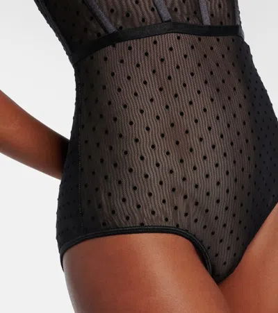 Zimmermann Dot Mesh Bodysuit In Black