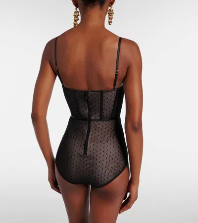 Zimmermann Dot Mesh Bodysuit In Black
