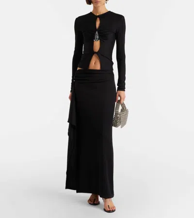 Christopher Esber Asymmetric Draped Jersey Maxi Skirt In Black