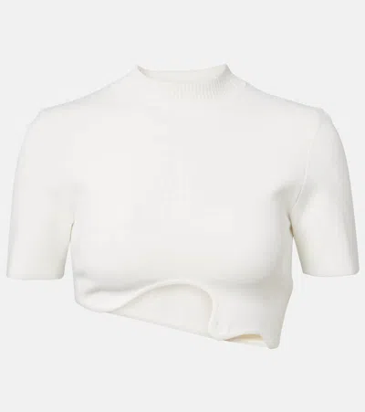 Christopher Esber Maparadita Asymmetric Jersey Crop Top In White