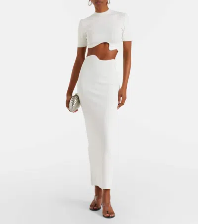Christopher Esber Maparadita Asymmetric Jersey Crop Top In White