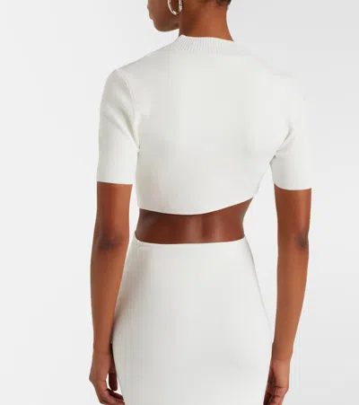 Christopher Esber Maparadita Asymmetric Jersey Crop Top In White