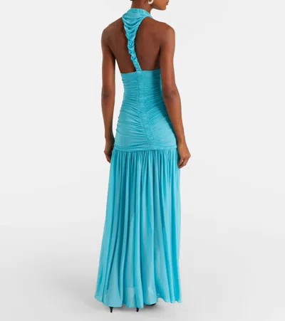 Christopher Esber Orion Ruched Jersey Maxi Dress In Blue