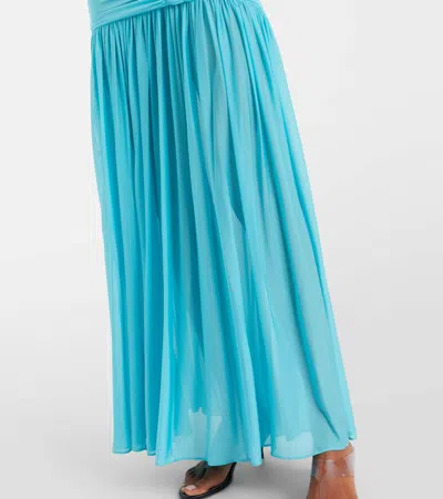 Christopher Esber Orion Ruched Jersey Maxi Dress In Blue
