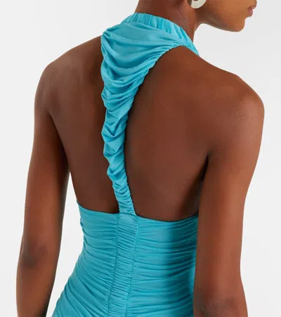 Christopher Esber Orion Ruched Jersey Maxi Dress In Blue