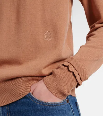 Chloé Ruffled Wool Turtleneck Sweater In Brown