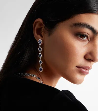 Suzanne Kalan 18kt White Gold Drop Earrings With Sapphires And Diamonds In Multi