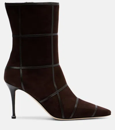 Manolo Blahnik Trulona 90 Suede Ankle Boots In Brown