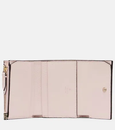 Gucci Gg Marmont Mini Leather-trimmed Wallet In Brown