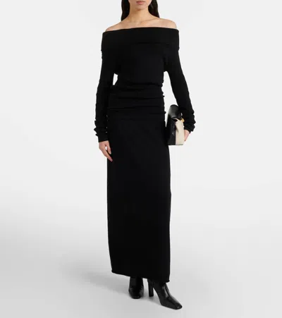 Lisa Yang Off-shoulder Cotton And Cashmere Top In Black