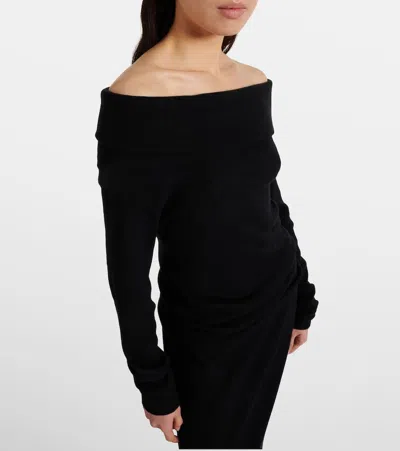 Lisa Yang Off-shoulder Cotton And Cashmere Top In Black