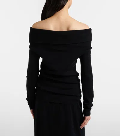 Lisa Yang Off-shoulder Cotton And Cashmere Top In Black