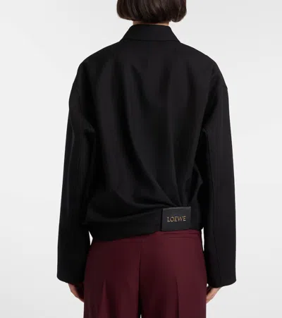 Loewe Gathered Cotton And Silk-blend Twill Jacket In Black