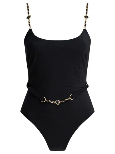 Zimmermann Daylight Chain Scoop One-piece Swimsuit In Black
