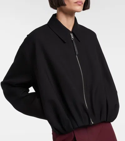 Loewe Gathered Cotton And Silk-blend Twill Jacket In Black