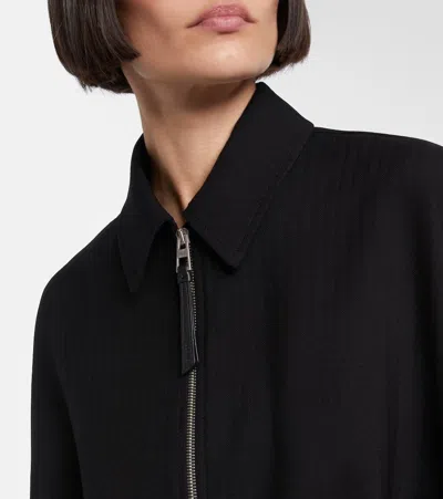 Loewe Gathered Cotton And Silk-blend Twill Jacket In Black