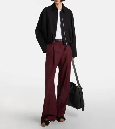 Loewe Gathered Cotton And Silk-blend Twill Jacket In Black