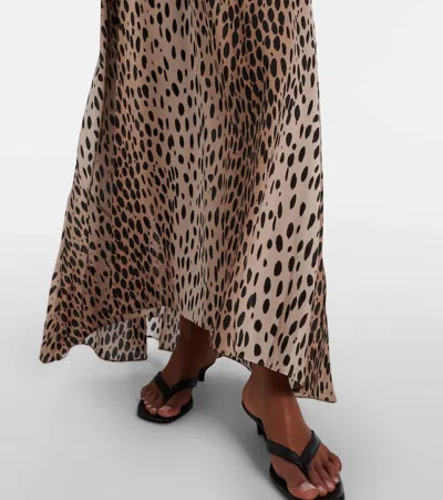 Rixo London Emory Printed Silk Maxi Dress In Brown