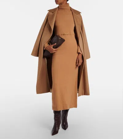 Rixo London Elliette Wool And Cashmere Midi Dress In Brown