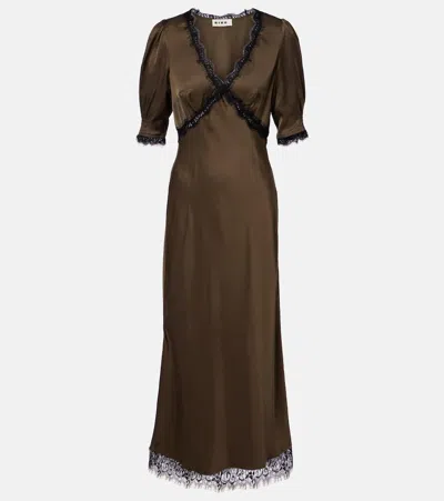 ANNINA缎布蕾丝边饰中长连衣裙