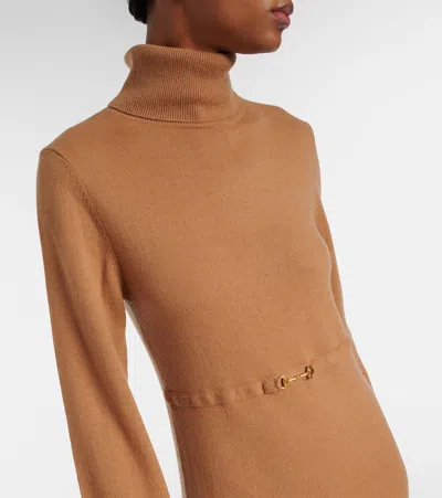 Rixo London Elliette Wool And Cashmere Midi Dress In Brown