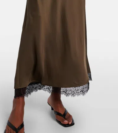 ANNINA缎布蕾丝边饰中长连衣裙