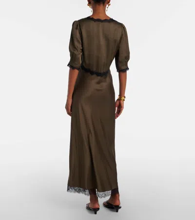 ANNINA缎布蕾丝边饰中长连衣裙