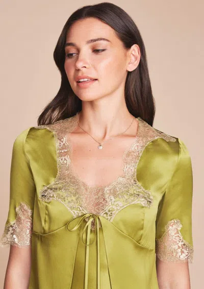 Gilda & Pearl Golden Hour Silk Top In Green