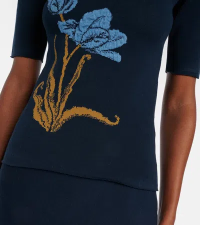Erdem Floral Jacquard Sweater In Blue