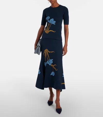 Erdem Floral Jacquard Sweater In Blue