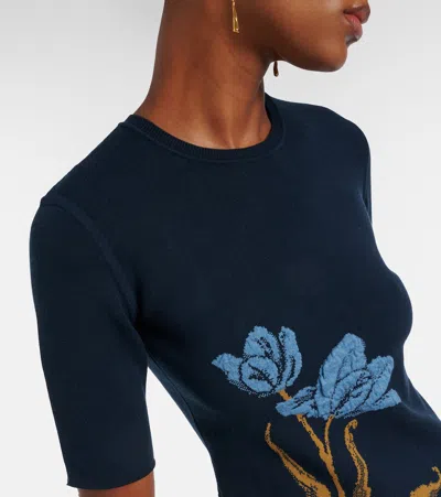 Erdem Floral Jacquard Sweater In Blue