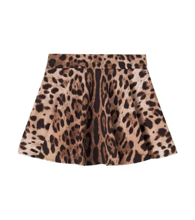 Dolce & Gabbana Leopard-print Cotton Jersey Skirt In Animal Print