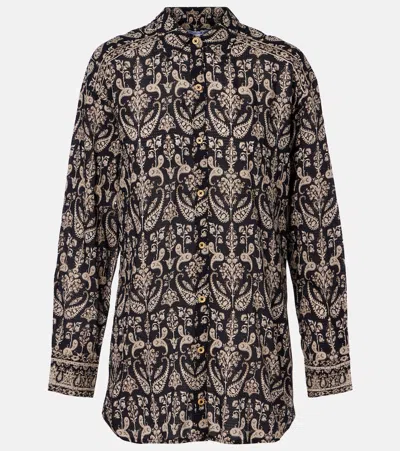 Veronica Beard Lloyd Paisley Shirt In Black