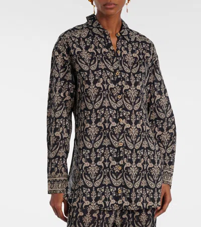 Veronica Beard Lloyd Paisley Shirt In Black