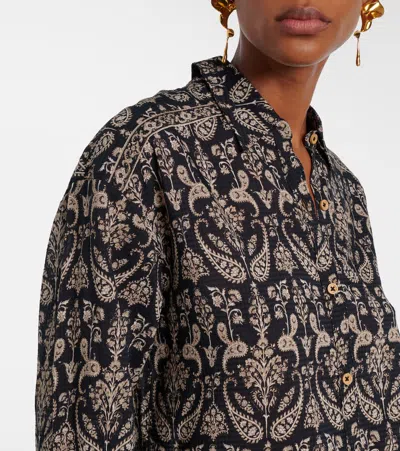 Veronica Beard Lloyd Paisley Shirt In Black