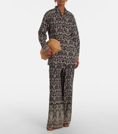 Veronica Beard Lloyd Paisley Shirt In Black