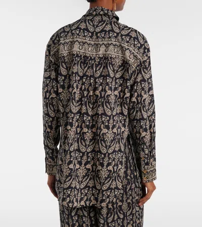 Veronica Beard Lloyd Paisley Shirt In Black
