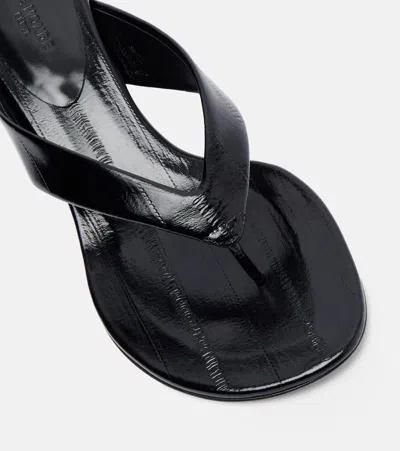 Le Monde Beryl Le Monde Béryl Micro Wedge Leather Thong Sandals In Black