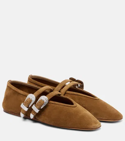 Le Monde Beryl Le Monde Béryl Claudia Suede Mary Jane Ballet Flats In Brown