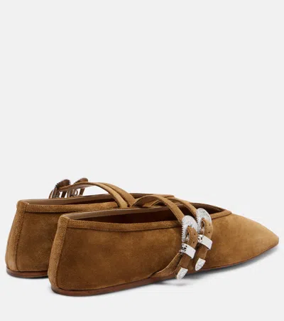 Le Monde Beryl Le Monde Béryl Claudia Suede Mary Jane Ballet Flats In Brown