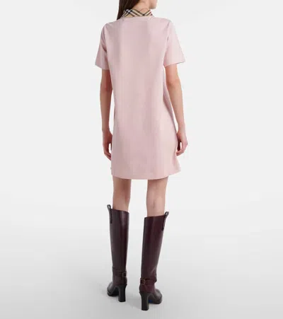Burberry Check-collar Cotton Polo Shirt Mini Dress In Pink