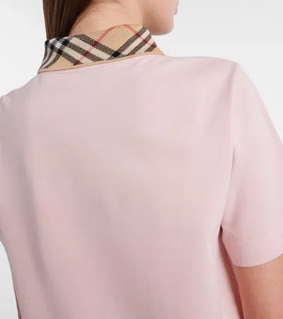 Burberry Check-collar Cotton Polo Shirt Mini Dress In Pink