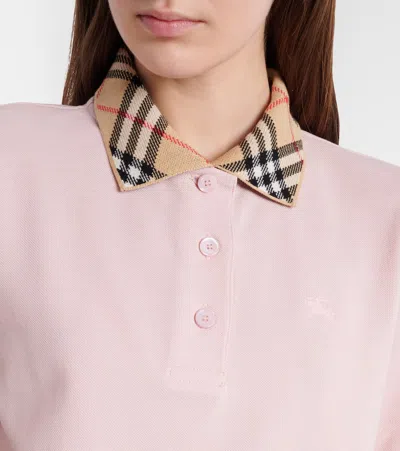 Burberry Check-collar Cotton Polo Shirt Mini Dress In Pink