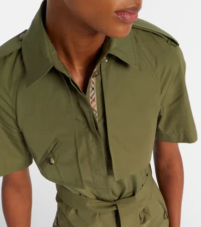 Burberry Cotton Shirt Dress In Green