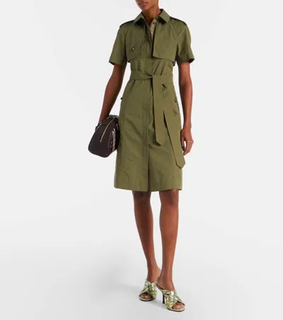Burberry Cotton Shirt Dress In Green