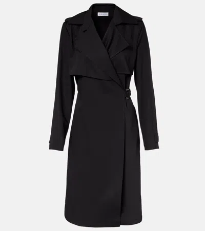 Burberry Belted Wool Wrap Dress In Black