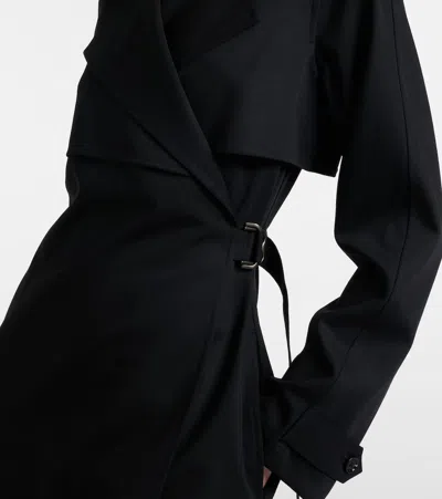 Burberry Belted Wool Wrap Dress In Black