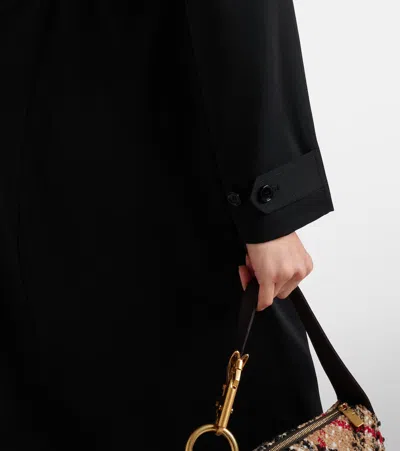 Burberry Belted Wool Wrap Dress In Black