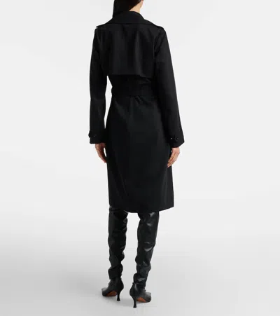 Burberry Belted Wool Wrap Dress In Black